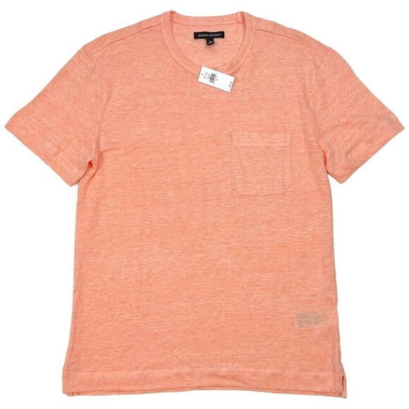 NWT Banana Republic Men's Relaxed 100% Linen T-Shirt Short Sleeve Peach Small - Picture 2 of 11